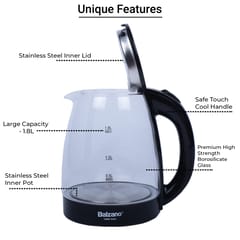 Balzano Glass Electric Kettle 1500W