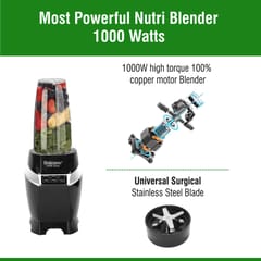 Balzano High Speed Nutri Blender/Mixer/Smoothie Maker - 1200 Watts - 9 Pcs Set, Black