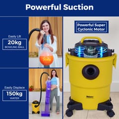 Balzano Wet and Dry Professional Vacuum Cleaner, Vacuum Cleaner for Car, Blower Function, 1200W Powerful Suction, 20 L Capacity, Vacuum Cleaner for Home, Pet Vacuum Cleaner (Yellow)