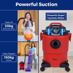 Balzano Wet and Dry Professional Vacuum Cleaner, Vacuum Cleaner for Car, Blower Function, 1200W Powerful Suction, 20 L Capacity, Vacuum Cleaner for Home, Pet Vacuum Cleaner (Red)