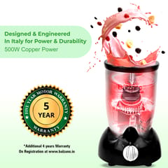 Balzano High Speed Nutri Blender/Mixer/Smoothie Maker - 500 Watts -  Silver