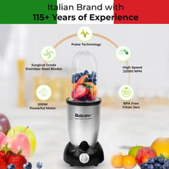 Balzano High Speed Nutri Blender/Mixer/Smoothie Maker - 500 Watts -  Silver