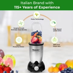 Balzano High Speed Nutri-PRO Bullet Mixer Grinder (Powerful 500W) Blender for Smoothies and Juices/Smoothie Maker - 5 Jars & 2 Blades, Mixer