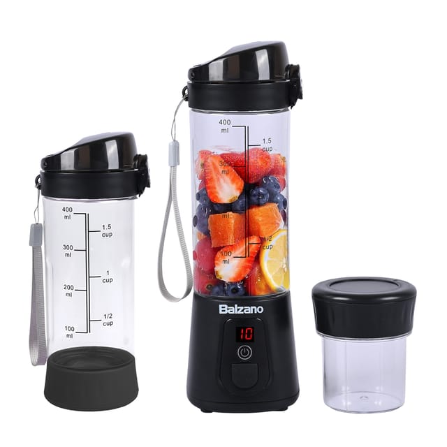 Balzano Portable Blender, Blender for Smoothie and Juices, Crush Ice, Baby Food Blender, Smoothie Blender, Wireless Travel Blender, Juicer Blender, Black